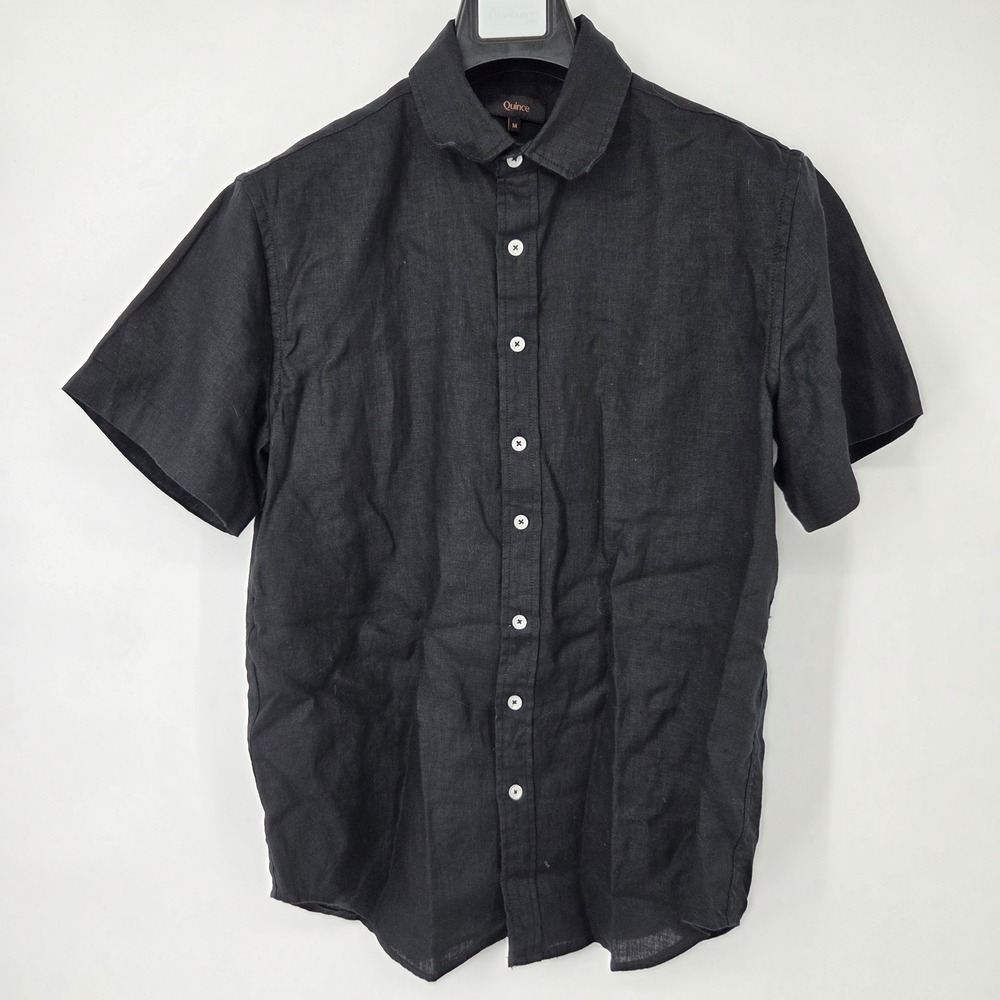 Quince 100% European Linen Short Sleeve Shirt Men's Sz Small Black